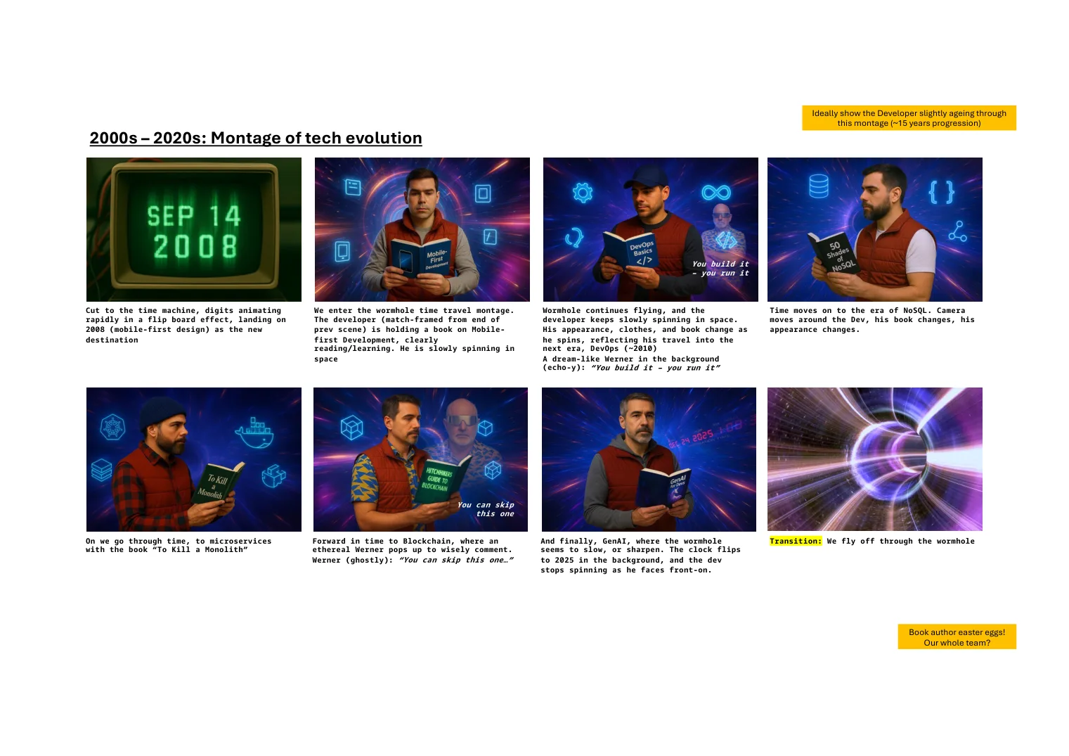 Storyboard — 2000s to 2020s tech montage