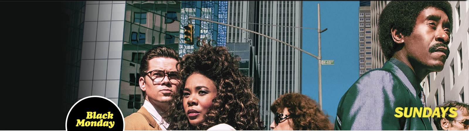 Black Monday Twitter profile takeover banner with the full cast