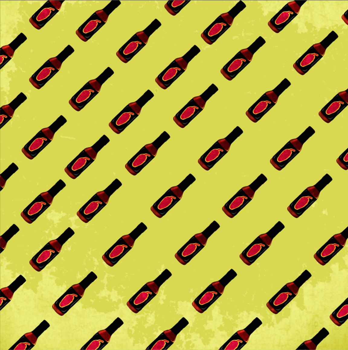 Illustrated hot sauce bottle pattern on lime