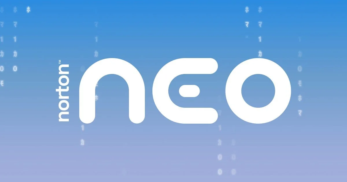 Norton Neo wordmark on a blue-to-lilac gradient