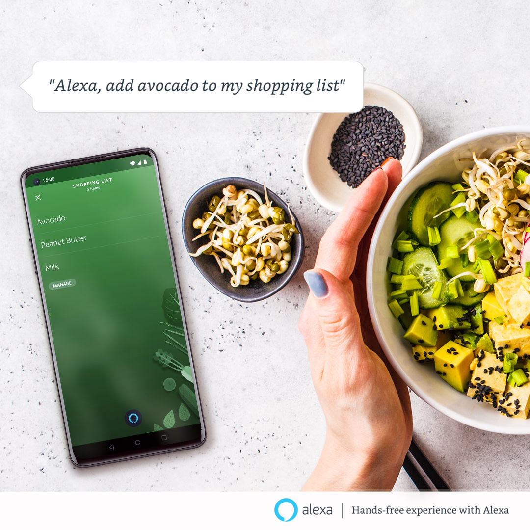 OnePlus Alexa integration — add avocado to shopping list