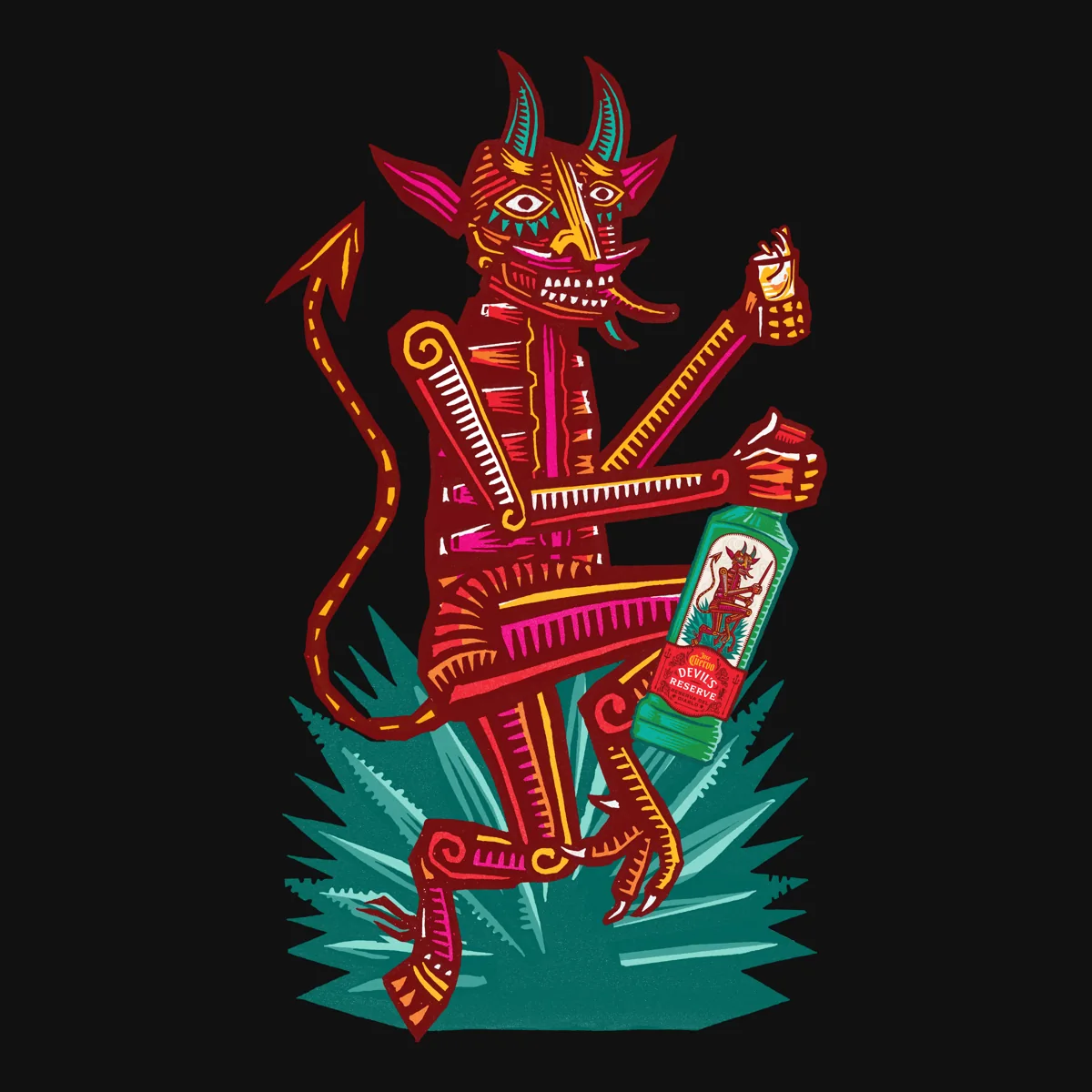 Devil puppet — hand swapped for the bottle