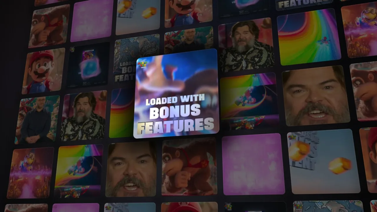 Grid move: a long profile grid of Super Mario posts with one post lifted out