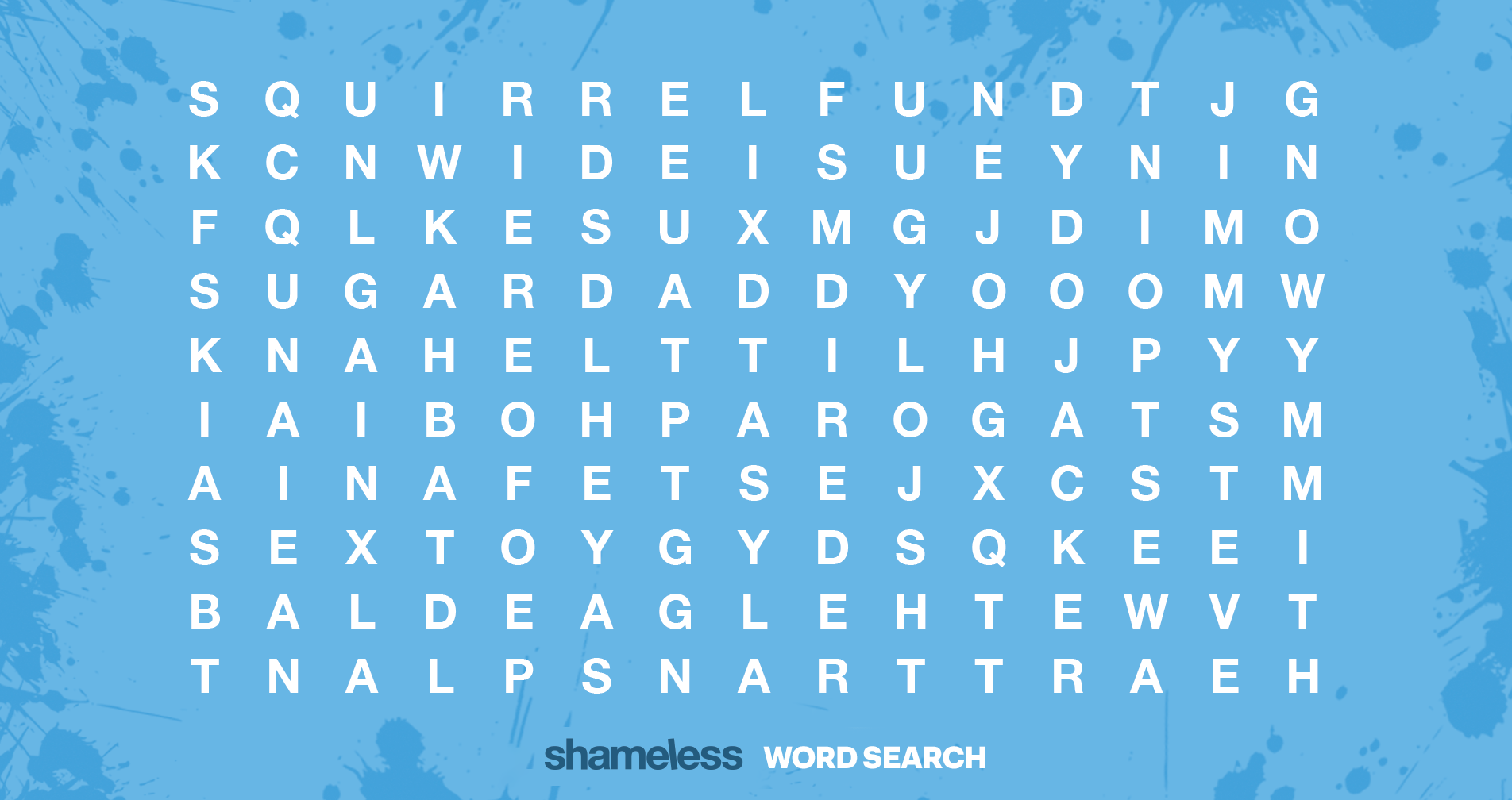 Shameless word search — daily interactive puzzle from the Bender countdown
