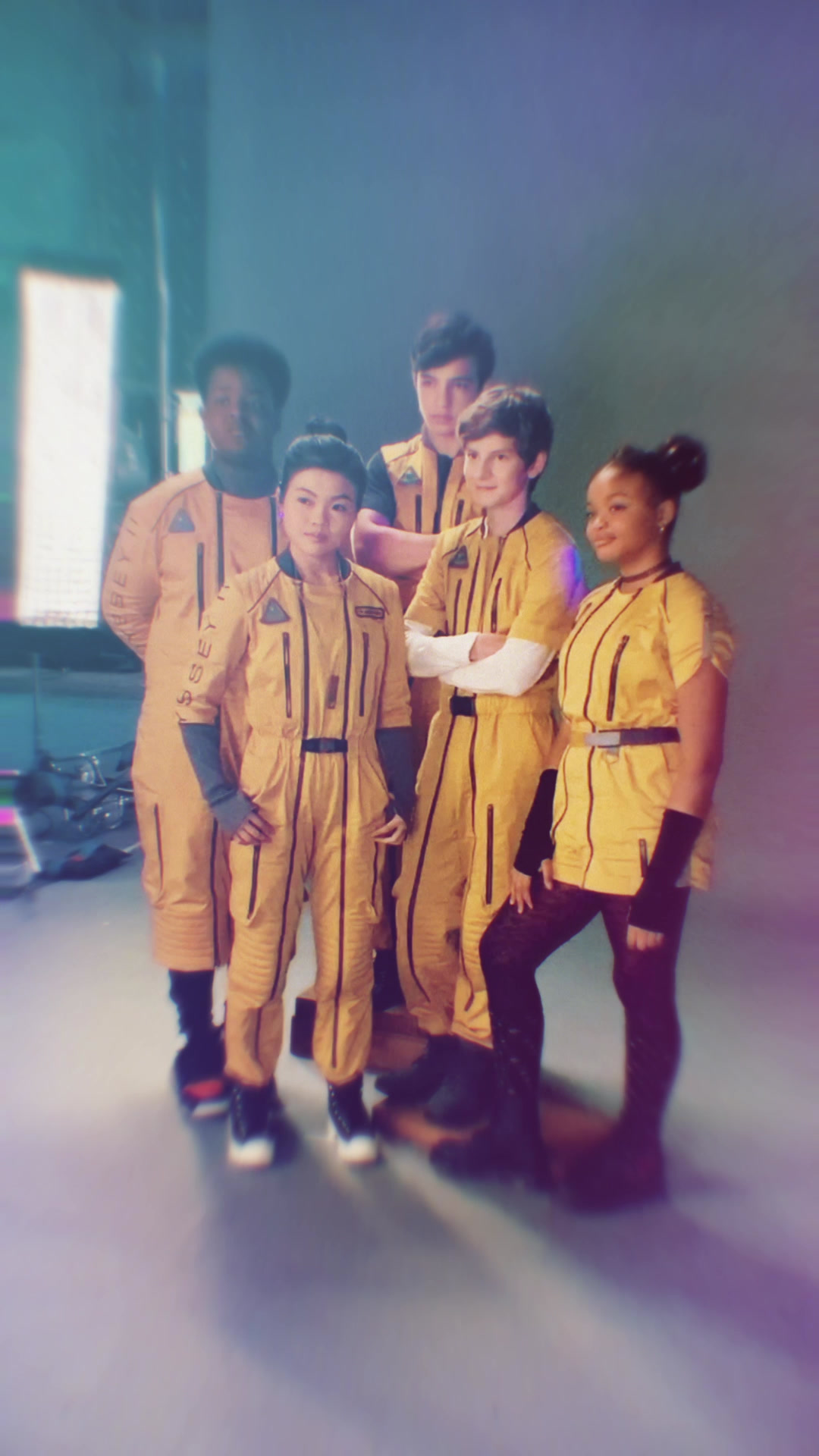 The cast in flight suits